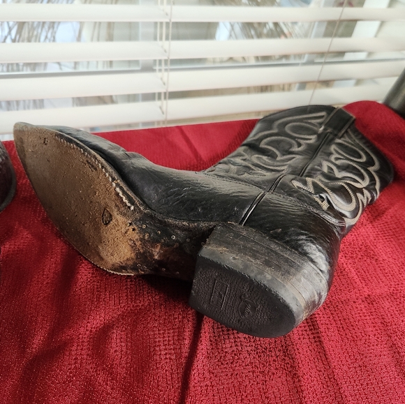 Youth JUSTIN Black Cowboy Boots  Size 8.5 C - Picture 10 of 13